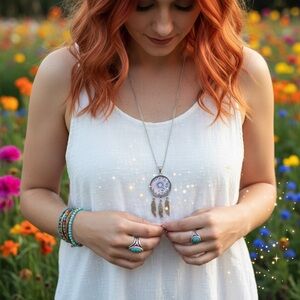 Pretty in Pink Feather Dreamcatcher Necklace